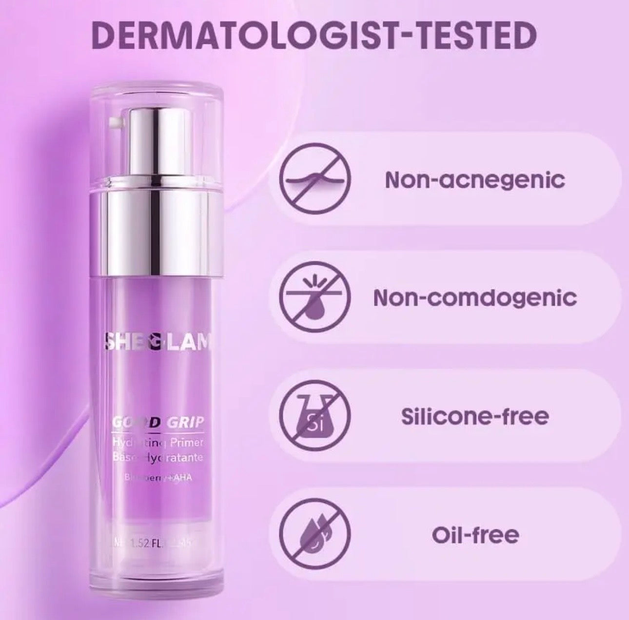 Sheglam good grip hydrating primer Blueberry+AHA (Net Wt.45ml)