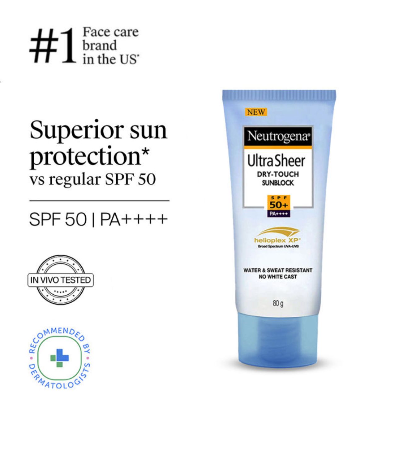 Neutrogena Ultrasheer SPF50+ PA+++ Face Sunscreen – (80g)
